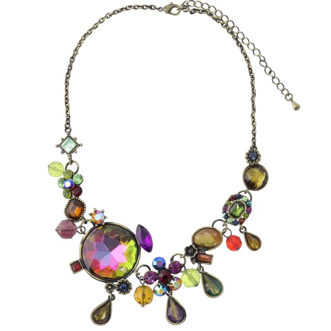 Behave - Ketting met bloemen en stenen - Multi color - 37 cm