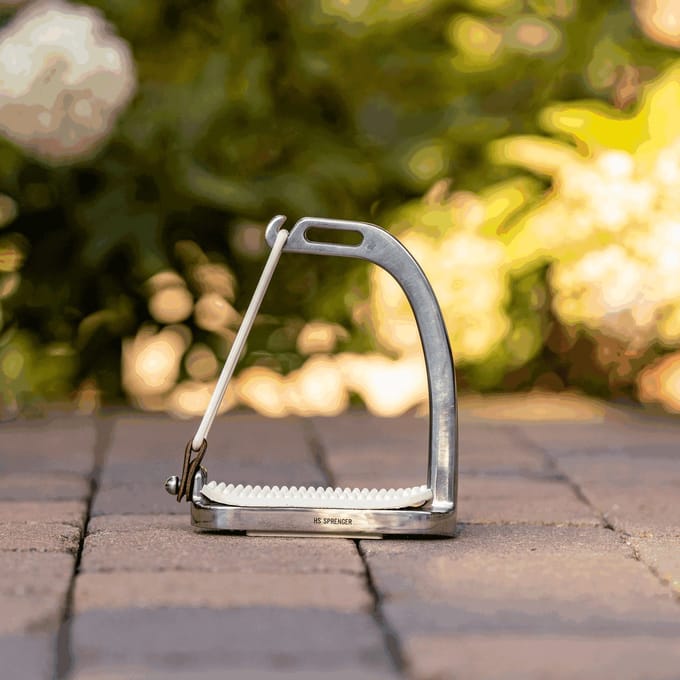 Sprenger Peacock Stirrups with rubber ring - Stainless steel - size 110 mm Black rubber pad