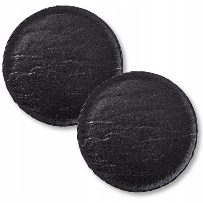 Wilmax SlateStone Dinerbord Rond 28cm Zwart Porselein (2 stuks)