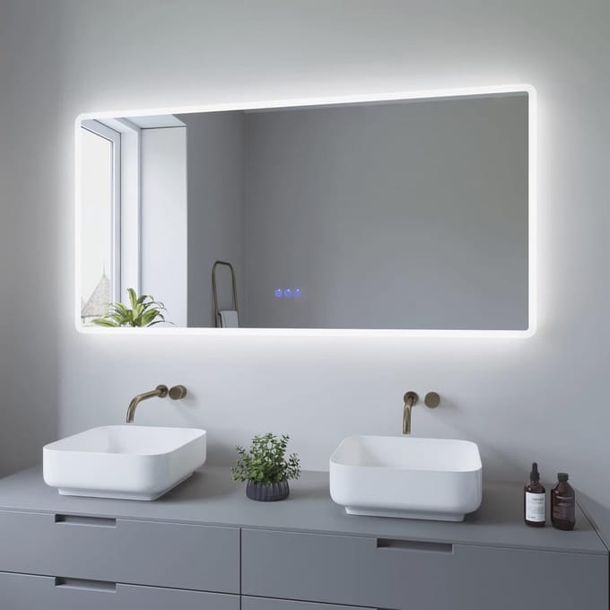 Badkamerspiegel met Verlichting en Dimbare LED - 140x70 cm