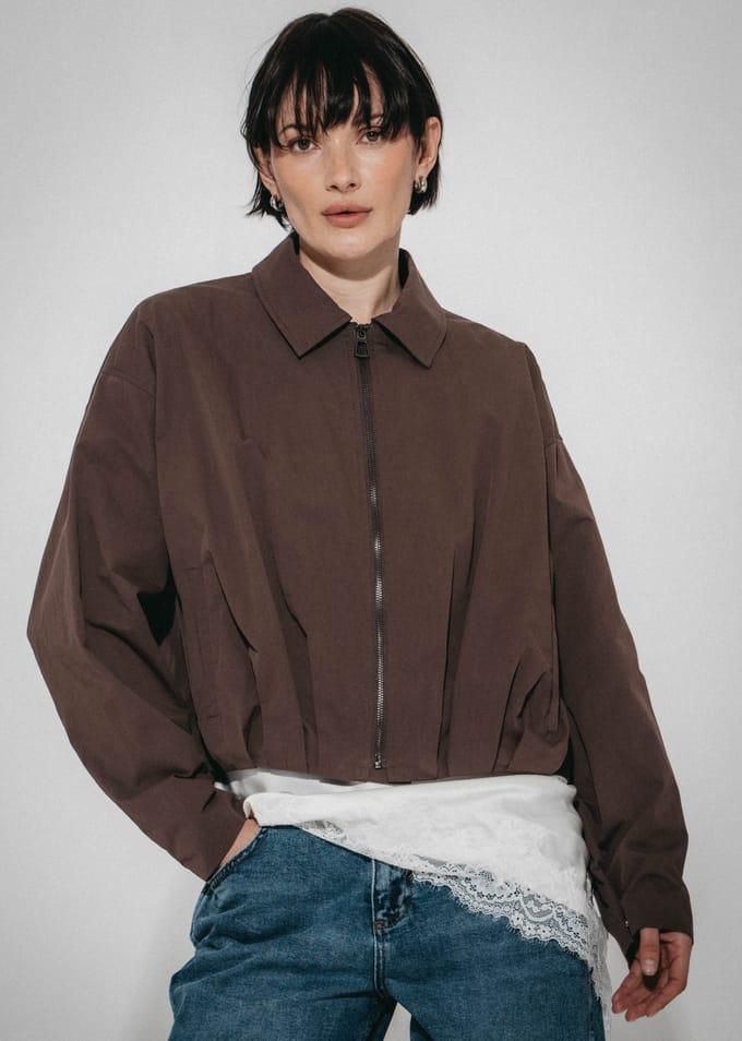 Blaze pleated bomber jacket | Dark Brown - Dark Brown / M