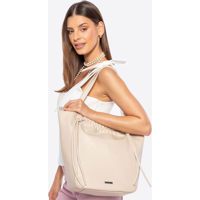 Wittchen Dames eco-leren shopper met decoratieve koorden, beige