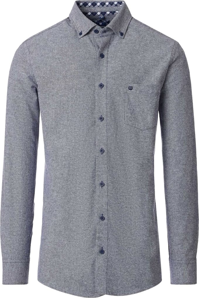 Redmond modern fit overhemd - flanel - blauw
