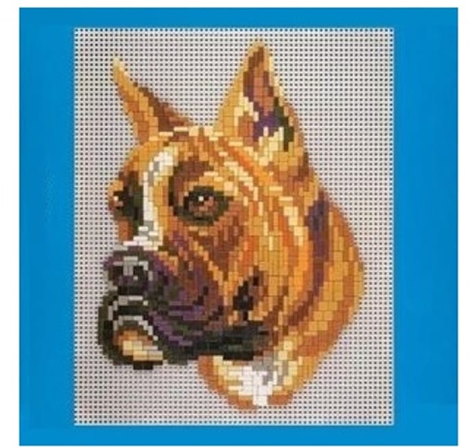 Stickit boxer hond, ca. 1.300 steentjes, compatible met Ministeck