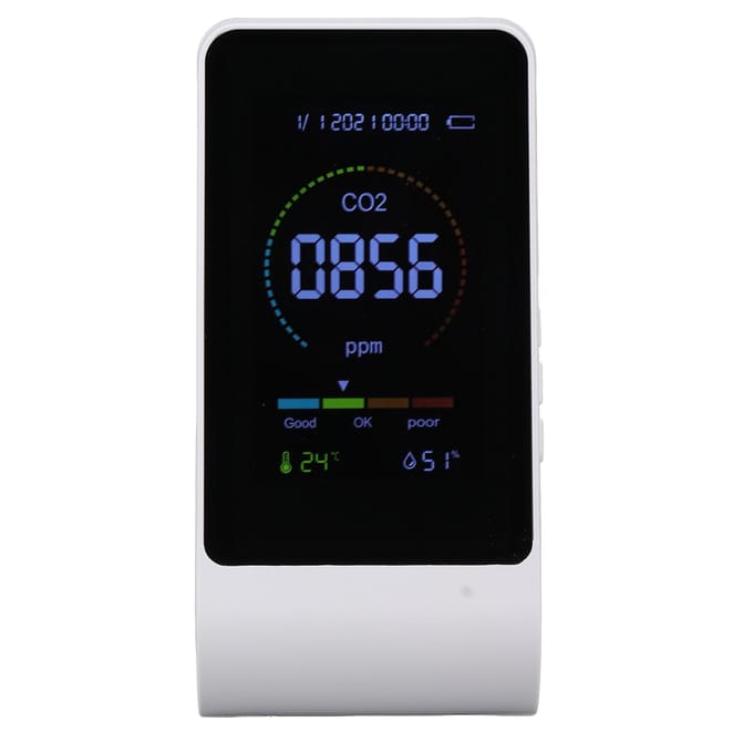 CO2 Monitor Koolstofdioxide Detector Binnenluchtkwaliteit Monitor Temperatuur Vochtigheid Detectie Wit white