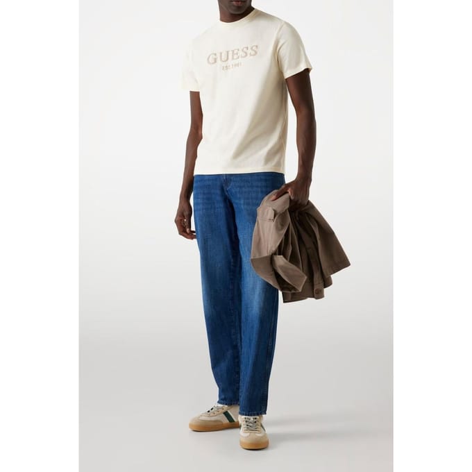 GUESS Ss Cn  Box Logo Pearl White Taglia: M | Magliette basic Outlet | Uomo | Bianco