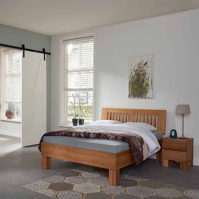Bed Box Wonen Massief eiken houten bed Bansko Premium 180x200 cm Natuur geolied