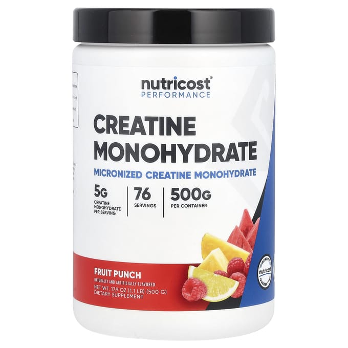 Nutricost, Atletische Prestaties, Creatine Monohydraat, Fruit Punch, 1,1 lb (500 gr)