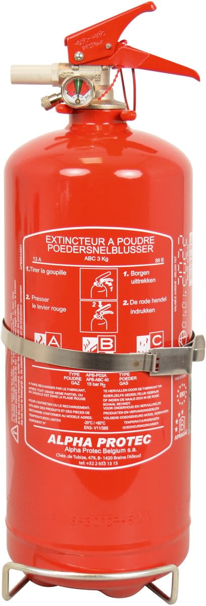 Belmic Brandblusser 3KG A/B/C BENOR 2032 - Brandklasse A+B+C