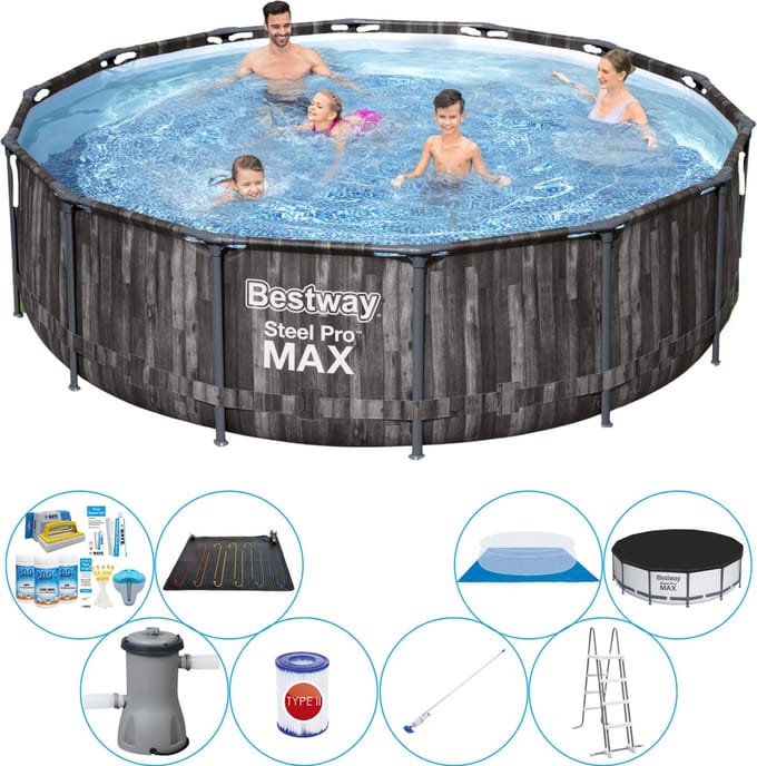 Steel Pro MAX Wood 427x107 cm - Zwembad Set