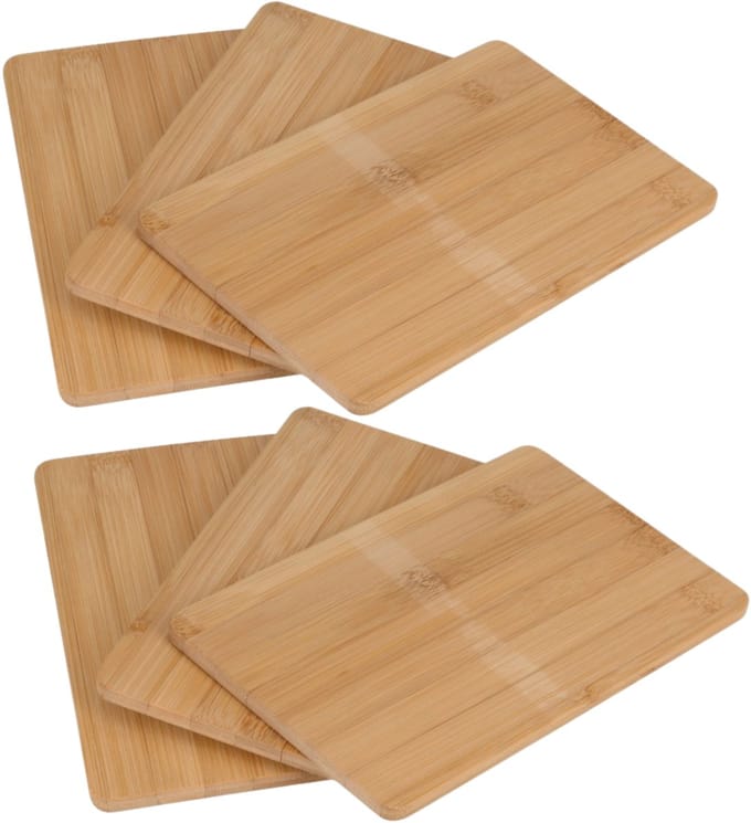 Excellent Houseware Snijplanken/broodplanken bamboe hout - set van 6x - rechthoekig - 22 x 15 cm
