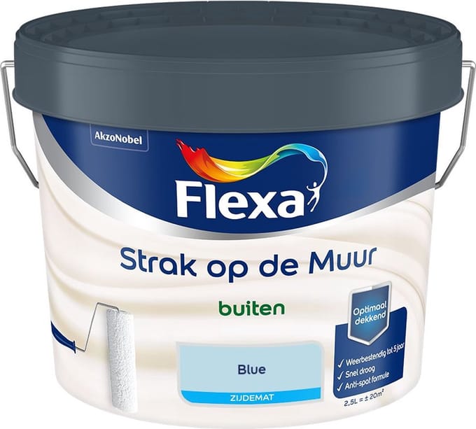 Flexa - Strak Op De Muur Buiten Zijdemat - Blue - Mengverf - 2,5 L