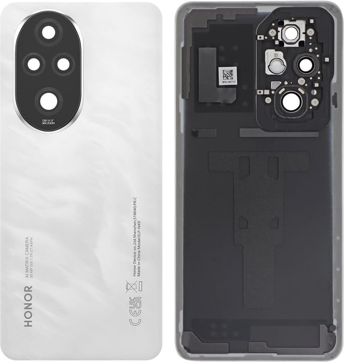 Honor, Originele batterijklep voor smartphone Honor 200 Pro hard plastic, Wit / Zwart