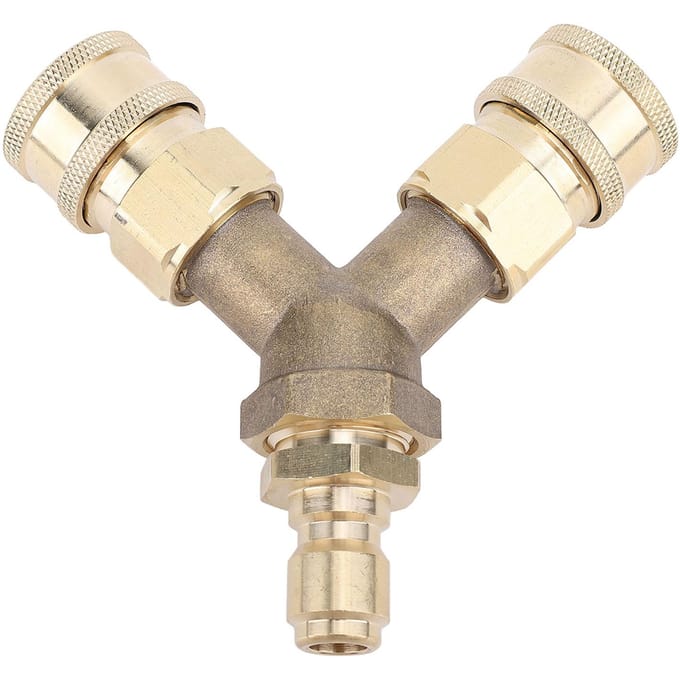 Hogedrukreiniger T-stuk splitterkoppeling messing driewegconnector snelkoppeling 3/8 inch fitting voor auto beige