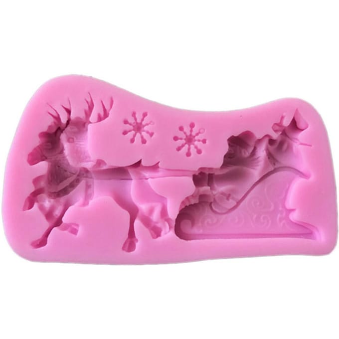 Kerstman Slee Eland Taartvorm Siliconen Decoratievorm Kerst Chocolade Koekjes pink
