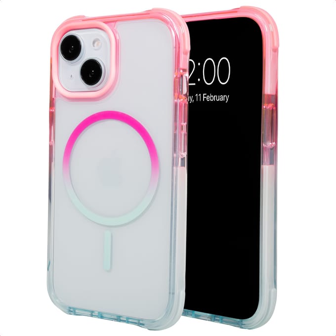 Selencia Hoesje - Geschikt voor Apple iPhone 15 - Gradient Backcover - Roze / Blauw