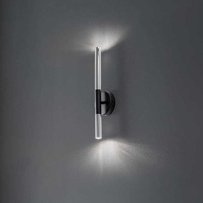 SIGMA Wandlamp Sopel Lux, 2-lamps, zwart/zilver, hoogte 38 cm
