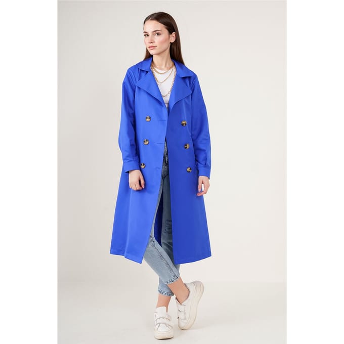 Dubbelbreasted Lange Trenchcoat