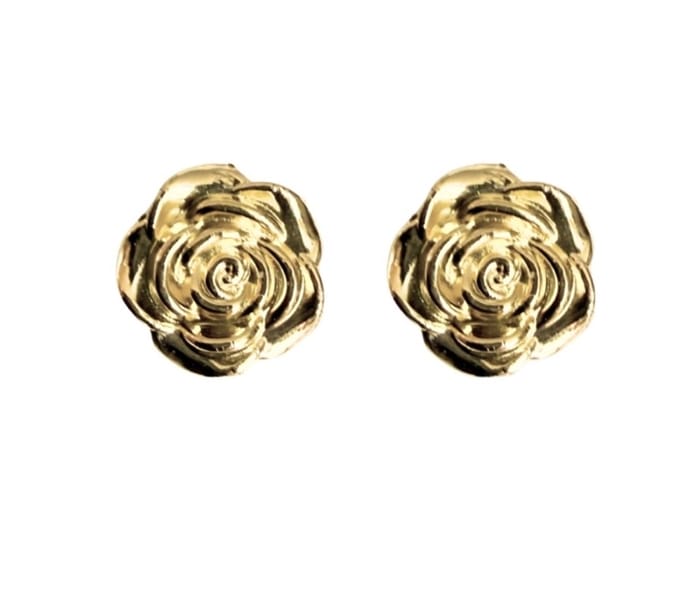 Magneet oorbellen Bloem goudkleurig 10 mm