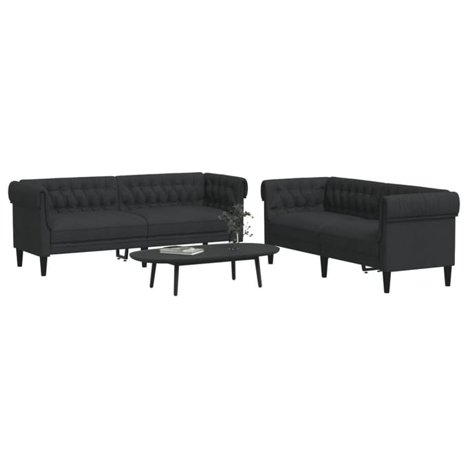 vidaXL - 2-delige - Loungeset - stof - zwart
