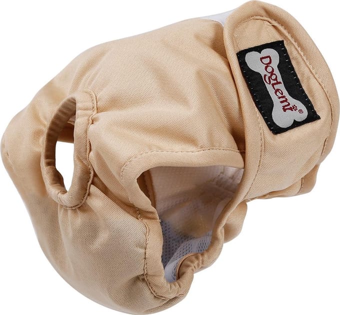 Doglemi Loopsheidbroekje - M - Hondenluier - Beige - Wasbaar