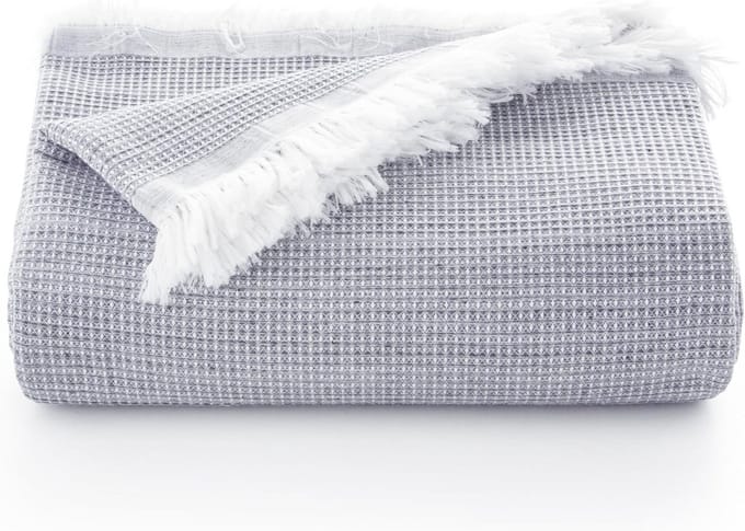 Multifunctioneel Bedovertrek & Sofa Plaid - Katoen Wafelstructuur Grey 180x280 cm