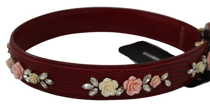 Dolce & Gabbana Vrouwen rood leer gebloemde tas accessoire schouderriem