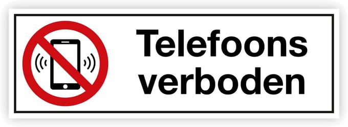 Simbol® - Stickers Telefoons verboden - Formaat 10 x 30 cm.