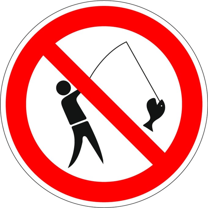 Verboden te vissen bord, kunststof 150 mm