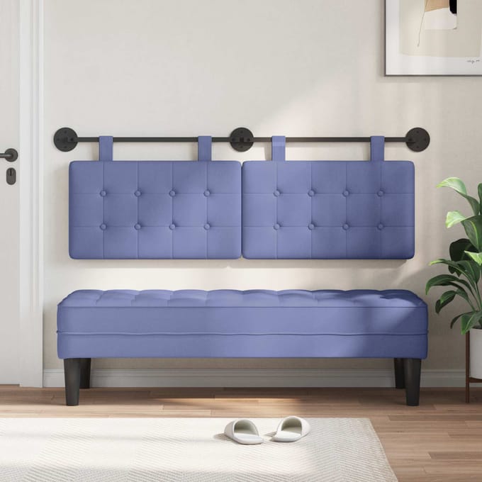 vidaXL - Hangend - hoofdbord - Jeans - Blauw - Stof