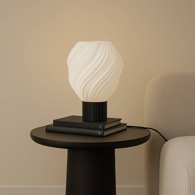 Lindby tafellamp Nuvia, hoogte 39,1 cm, wit, 3D-print
