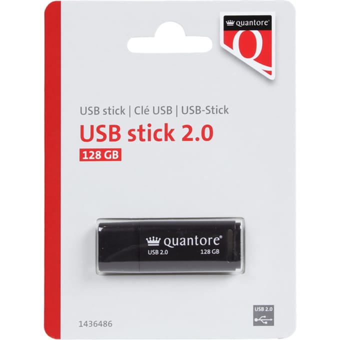 USB stick 2.0 Quantore USB-A 128GB zwart 1 Stuk