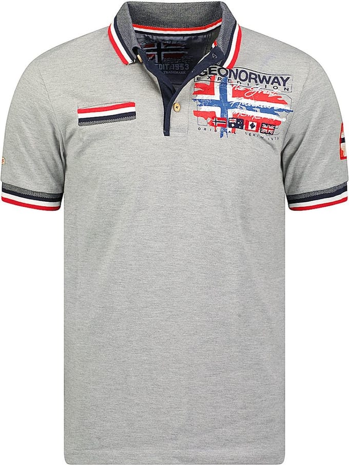 Geographical Norway Denim Polo Shirt Met Borstzakje Krusty - S