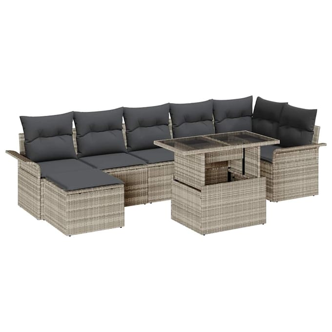 vidaXL - Tuinbank - Set - 8 - st - Lichtgrijs - [Synthetisch]: - Poly - Riet