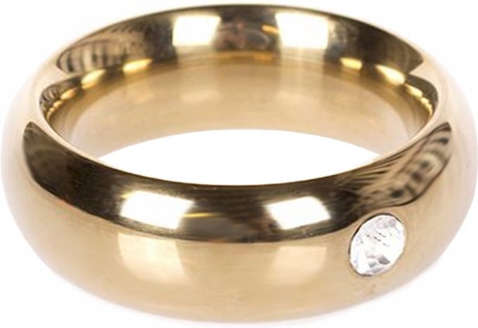 Gouden Donut Cockring met wit kristal 20 mm Ø 45 mm
