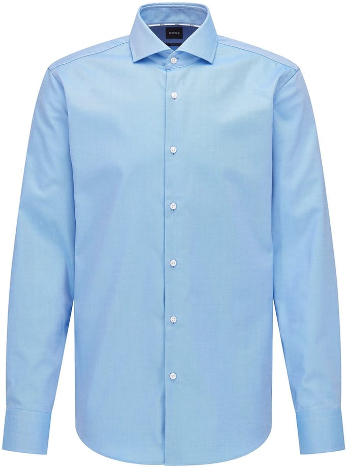BOSS Joe regular fit overhemd - structuur - blauw - Strijkvriendelijk - Boordmaat: 44
