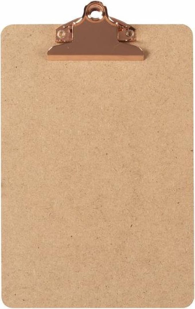 Houten Klembord MDF A6 Staand Butterflyclip koper