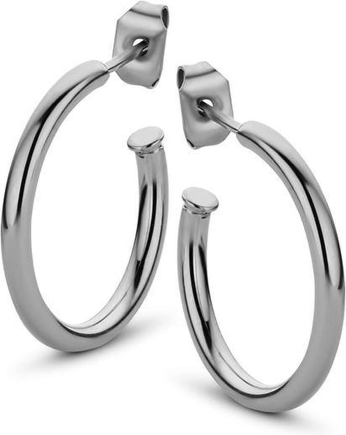 CO88 Collection Elemental 8CE-70053 Stalen Oorringen - Rond 20 mm - Zilverkleurig