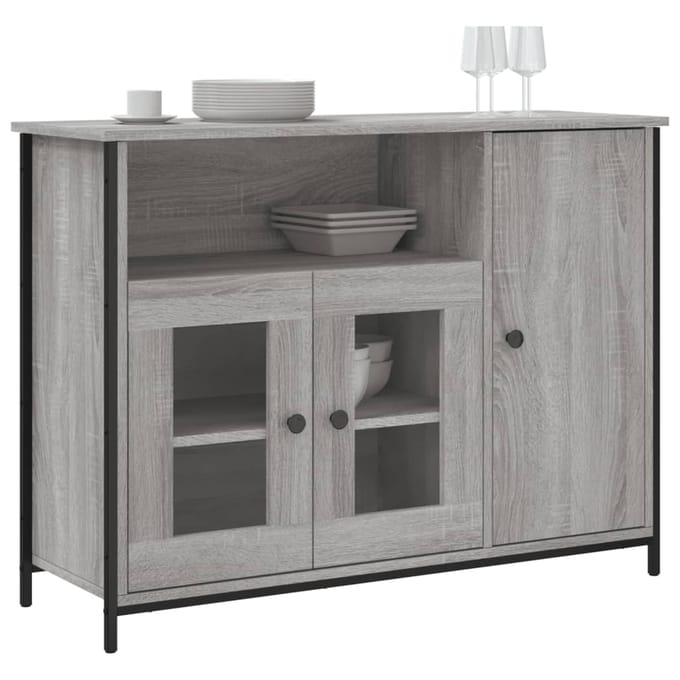 vidaXL - Dressoir - 100x35x75 - cm - bewerkt - hout - grijs - sonoma