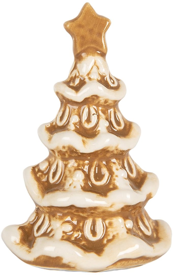 Clayre & Eef Kerstdecoratie Kerstboom 6x5x9 cm Bruin Keramiek