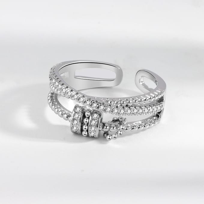 Mode Dubbellaags Legering Decoratie Open Ring Sieraden Cadeau beige