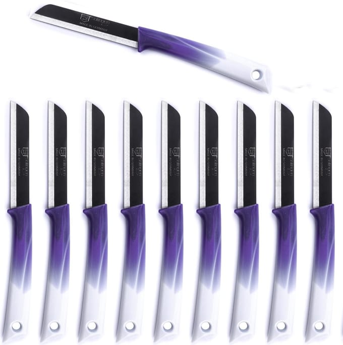 Solingen Schilmesje Duits Rvs Paars/Wit - 19,5 cm. met beschermhoes - 10 stuks
