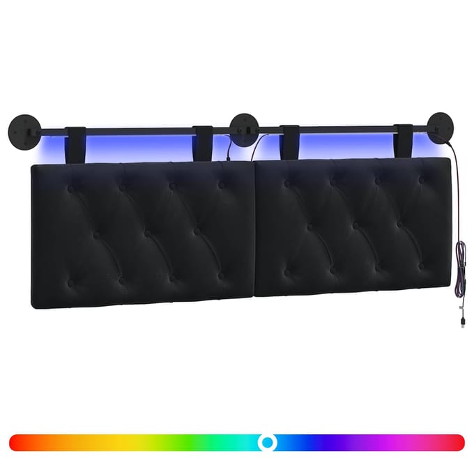 vidaXL - Hangend - hoofdbord - Zwart - Fluweel