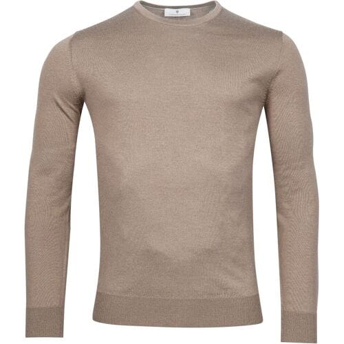 Thomas Maine Trui Ronde Hals Single Knit Merino Wool Jute / male