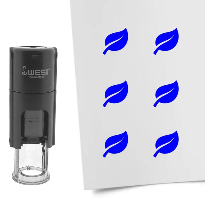 CombiCraft Stempel blaadje 10mm rond blauwe inkt - per 1 stuk