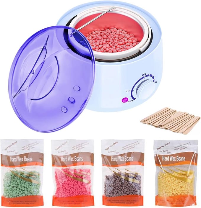 Waxverwarmer Set - Ontharingsapparaat Harsen - Gladde Huid - Instelbare Temperatuur - 500CC Capaciteit - Wit Blauw