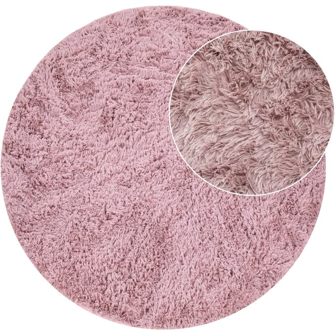 Hoogpolig tapijt Silvana roze 80 cm rond