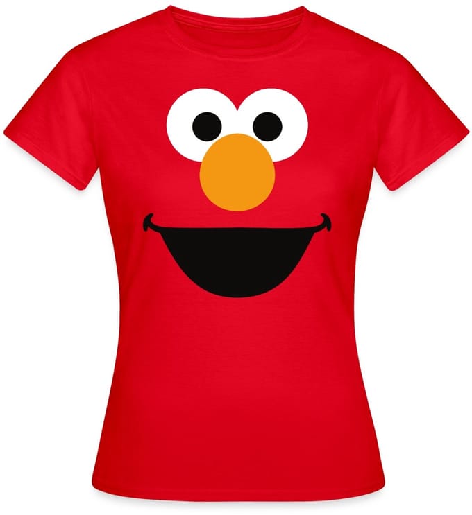 Sesamstraat Elmo Gezicht Kostuum T-Shirt Dames