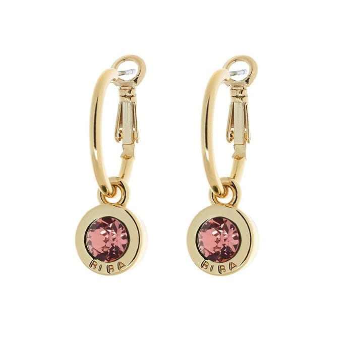 Biba Oorhangers Goud met gekleurde steen Groot Rose Peach