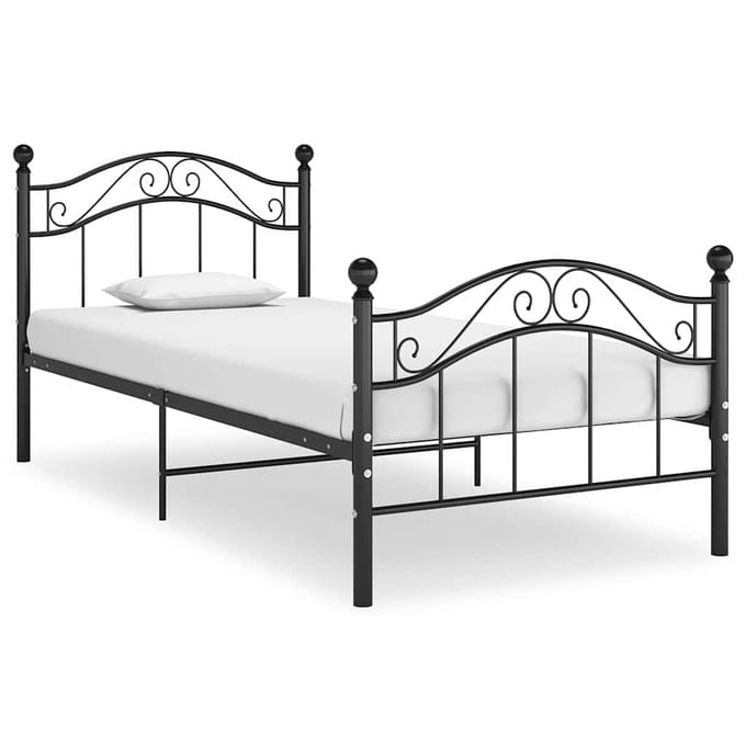 vidaXL - Bedframe - metaal - zwart - 90x200 - cm